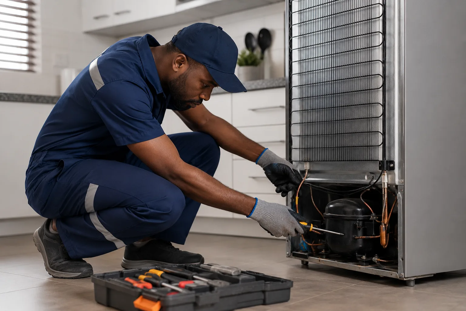 Dépannage frigorifique réalisé par un technicien AC Solutions sur une installation de réfrigération commerciale